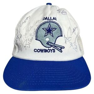 VTG Dallas Cowboys Snapback Hat 10 Autographs 1978 Super Bowl Sports Unltd USA